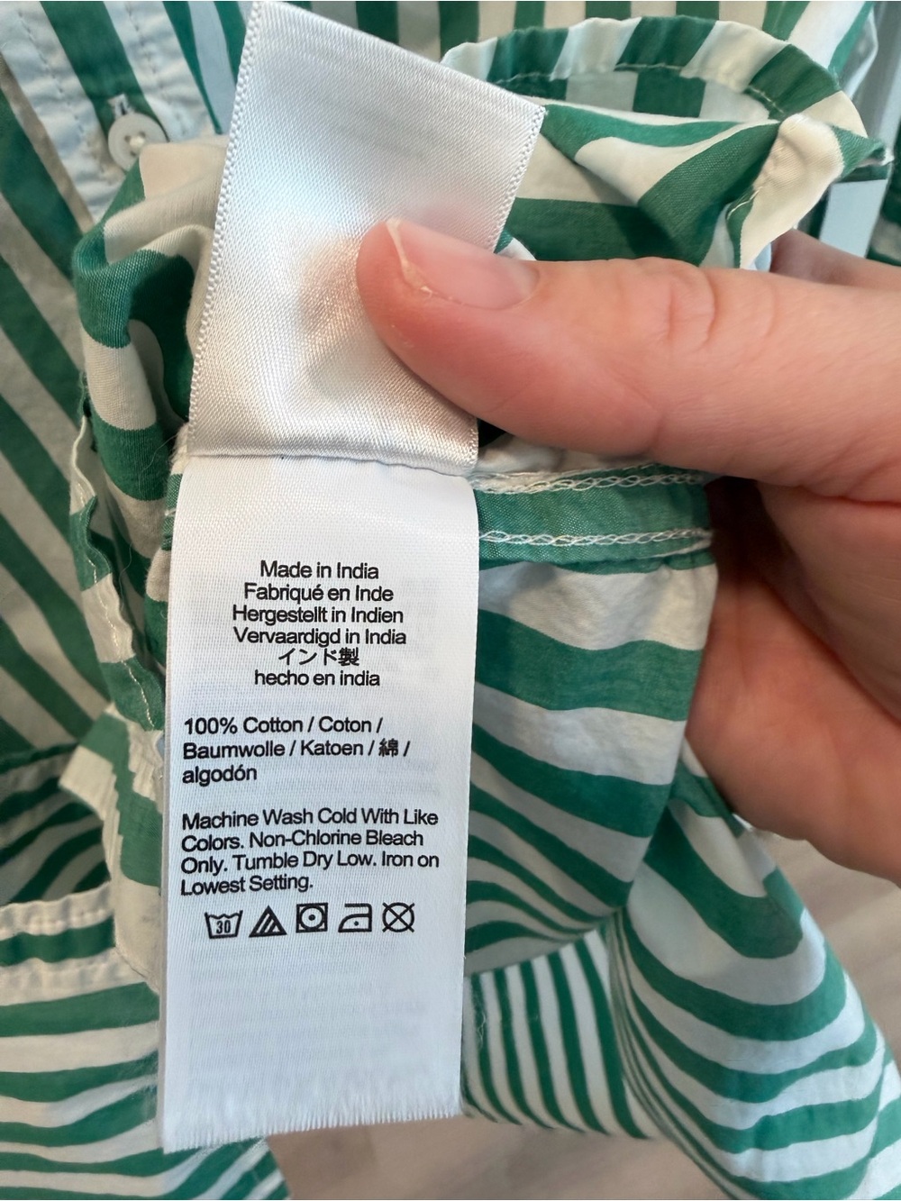 J.Crew Classic Crisp Cotton Poplin Shirt Dress Green White Stripe Size 8 - Picture 7 of 8